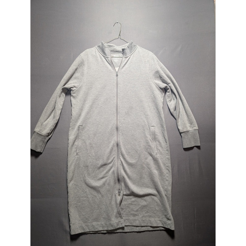 Duluth Souped Up Fleece Zip Up Robe Womens Large Heathered Gray Cotton Mock Neck